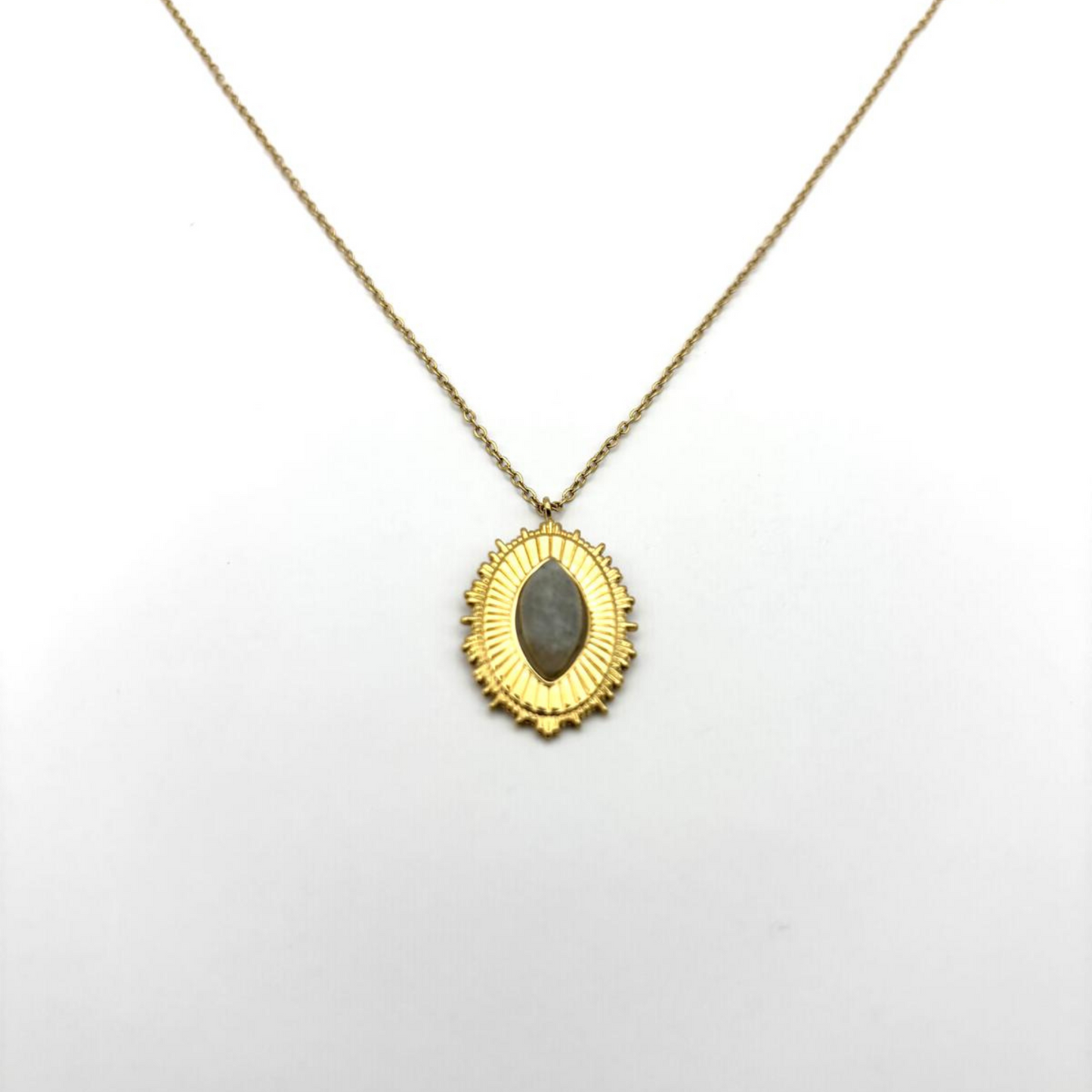 collier-dore-acier-inoxydable-vintage-pierre-nacree