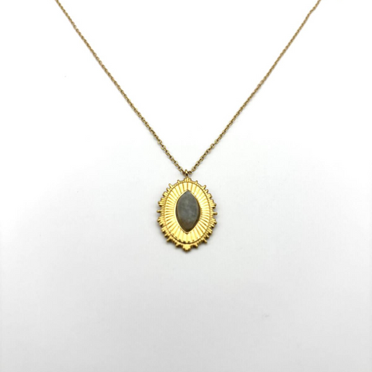 collier-dore-acier-inoxydable-vintage-pierre-nacree