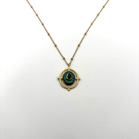 collier-dore-pierre-nacre-vert-acier-inoxydable
